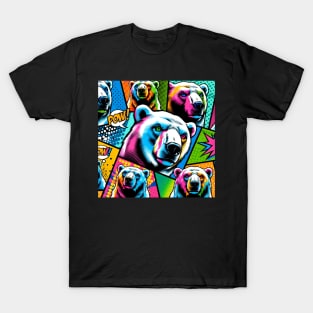 Pop Art Polar Bear Tee - Vibrant Wildlife Fashion T-Shirt